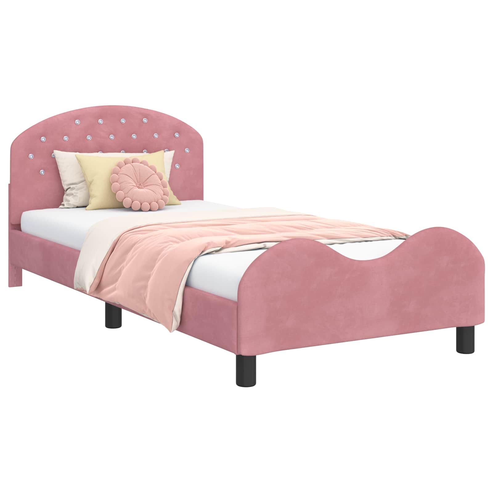 Cama para niños con cabecero Rosa 80 x 200 cm Terciopelo