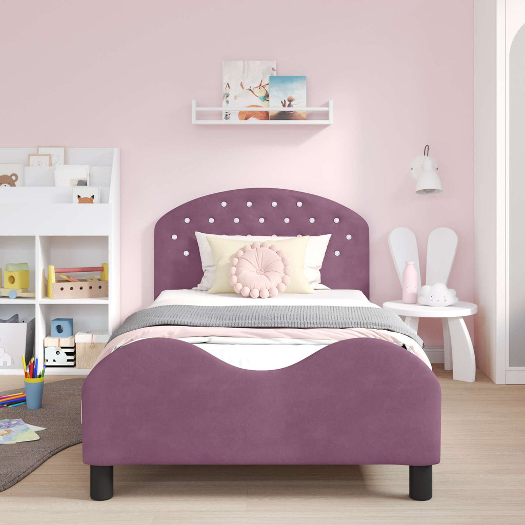 Cama para niños con cabecero Morado 80 x 200 cm Terciopelo