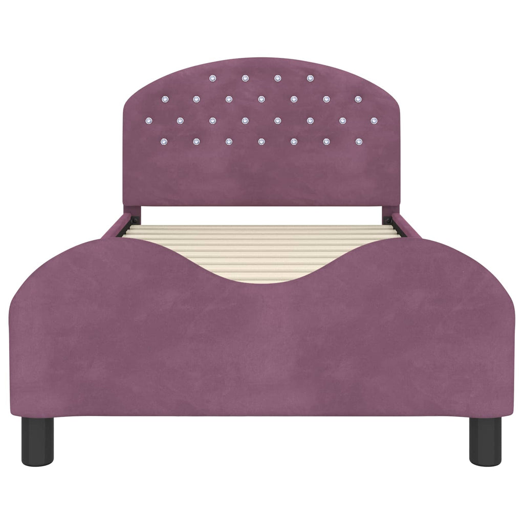 Cama para niños con cabecero Morado 80 x 200 cm Terciopelo