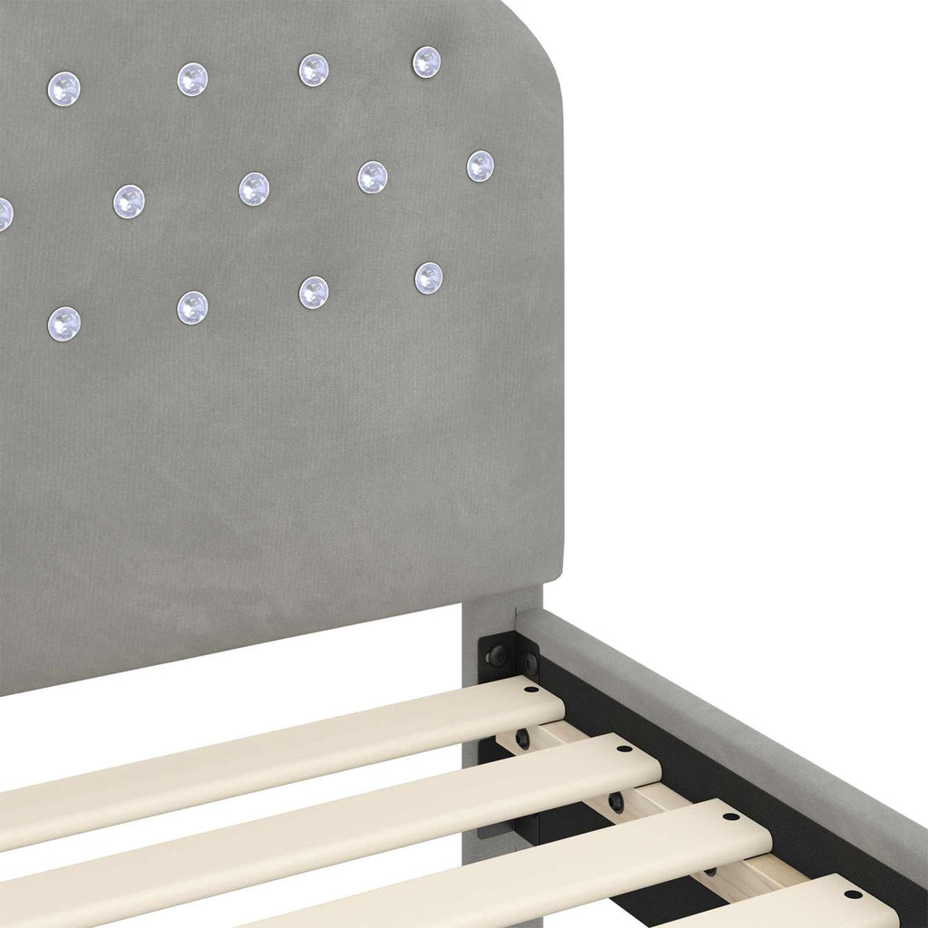 Cama para niños con cabecero Gris Claro 90 x 190 cm Terciopelo