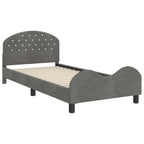 Cama para niños con cabecero Gris oscuro 90 x 190 cm Terciopelo