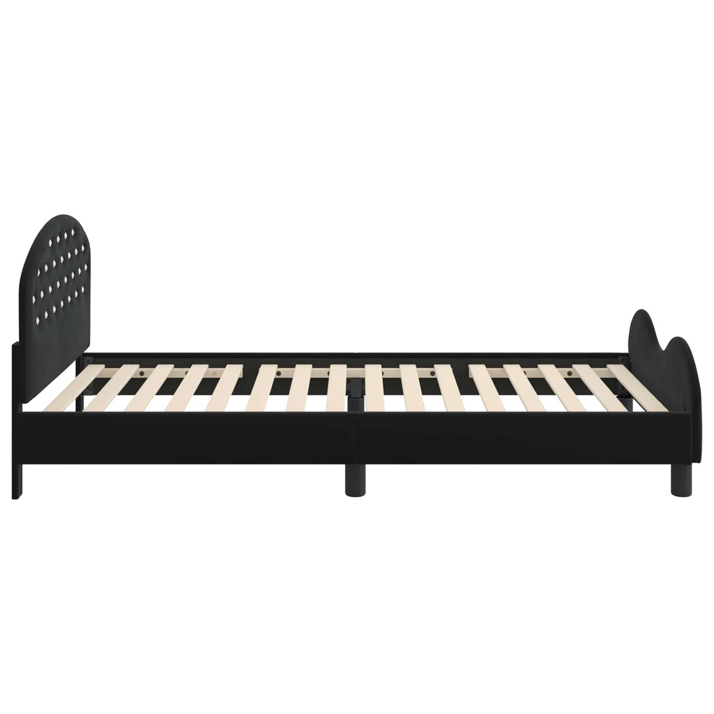 Cama para niños con cabecero Negro 90 x 190 cm Terciopelo