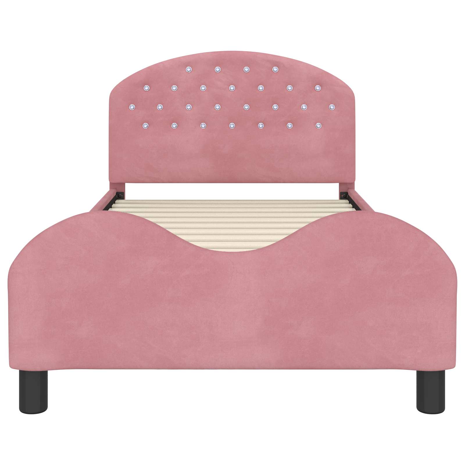 Cama para niños con cabecero Rosa 90 x 190 cm Terciopelo