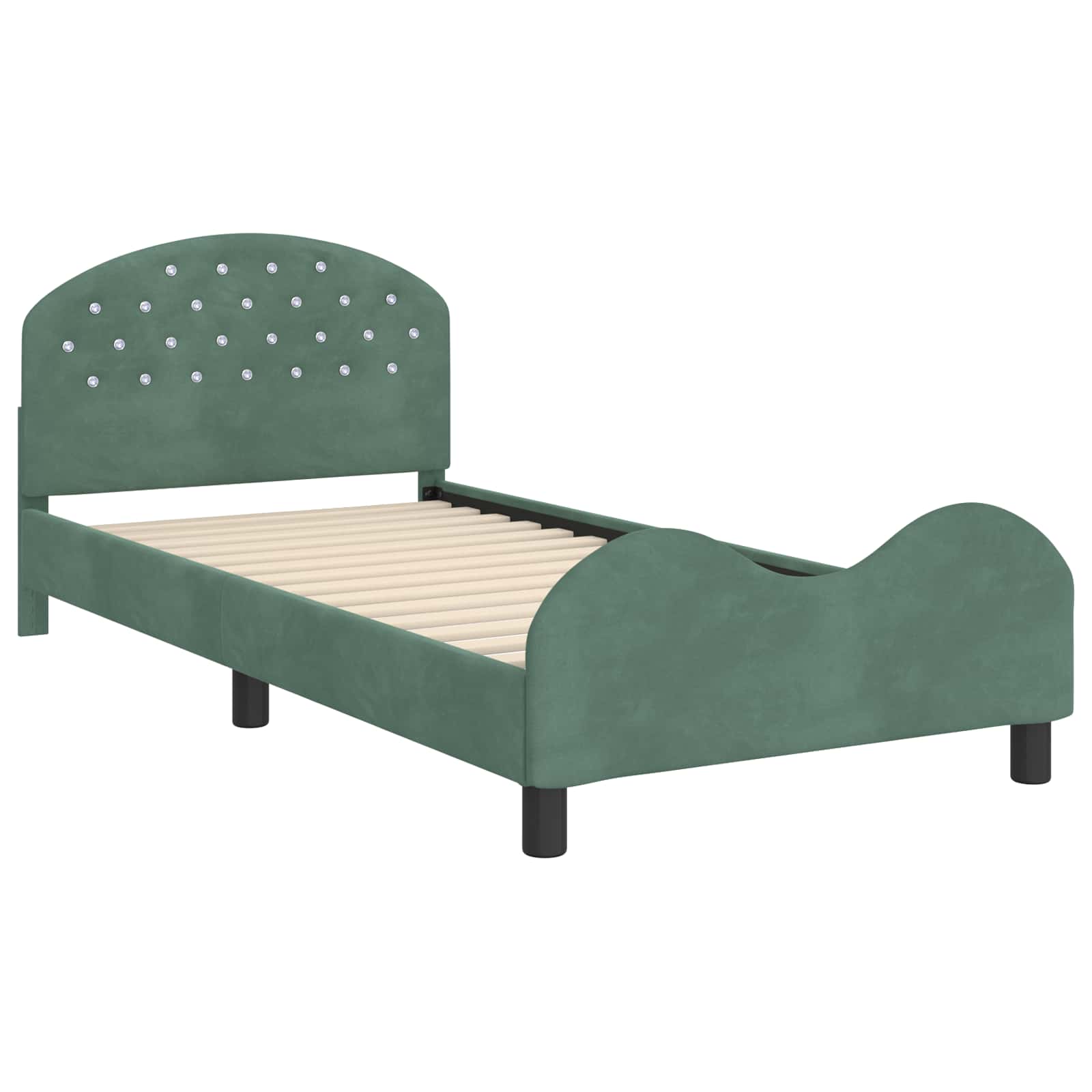 Cama para niños con cabecero Verde Mar 90 x 190 cm Terciopelo