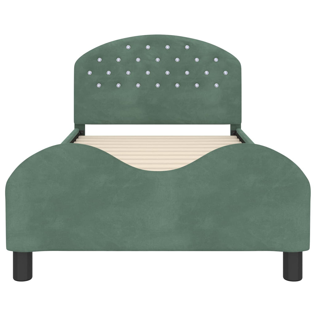 Cama para niños con cabecero Verde Mar 90 x 190 cm Terciopelo