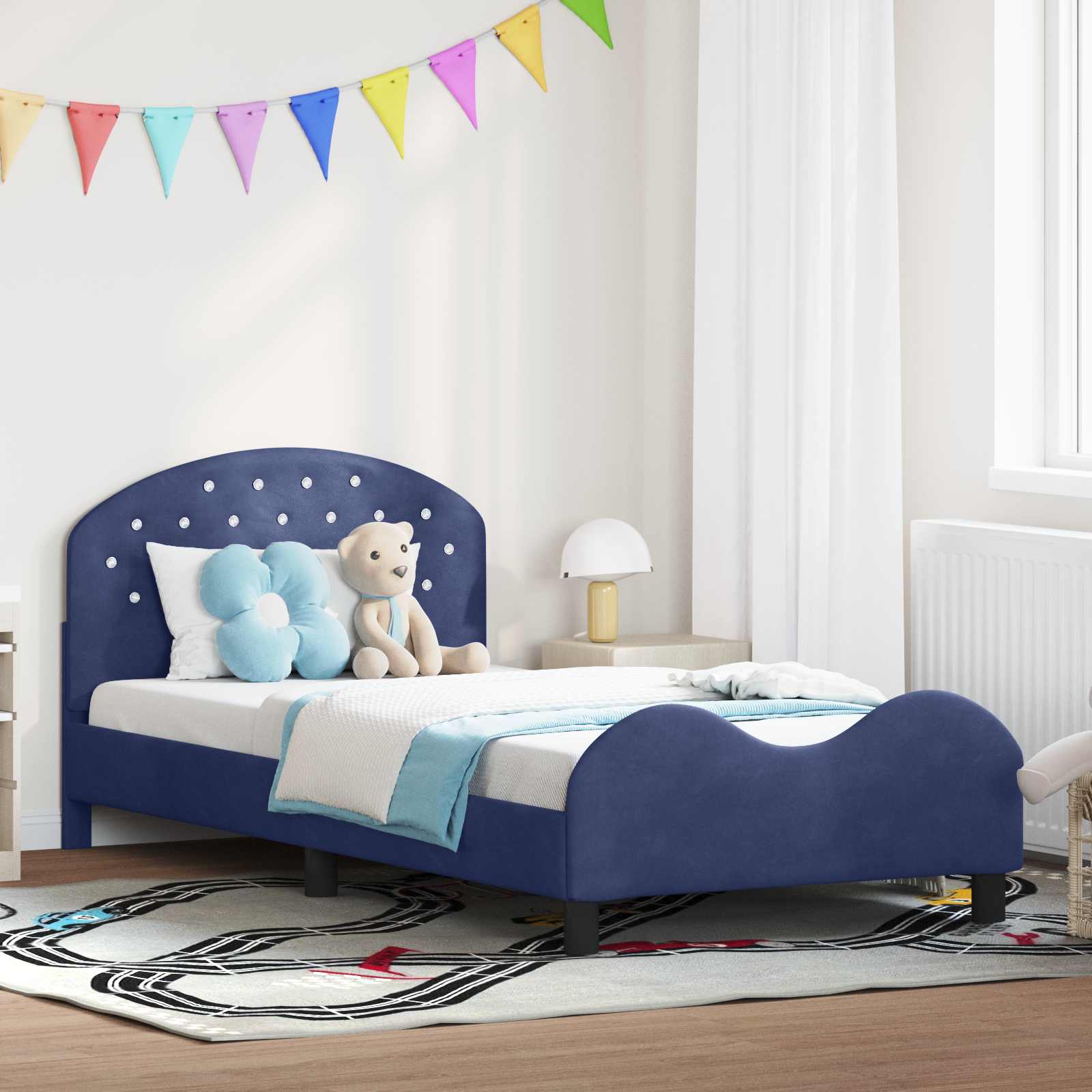 Cama para niños con cabecero Azul Policía 90 x 190 cm
