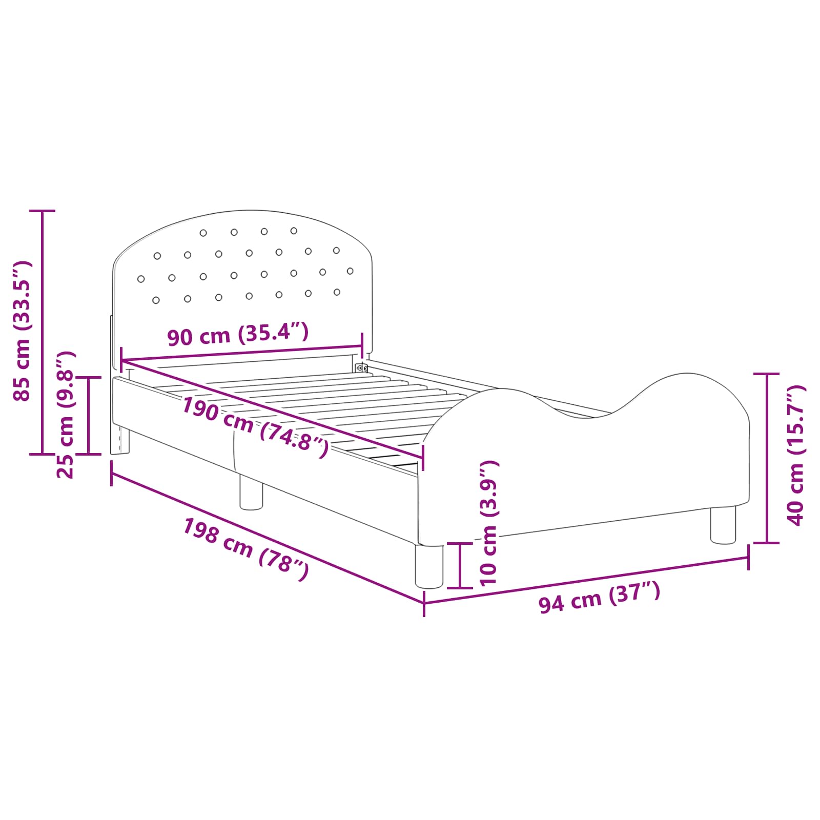 Cama para niños con cabecero Azul Policía 90 x 190 cm