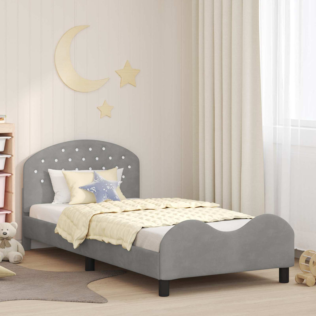 Cama para niños con cabecero Gris Claro 90 x 200 cm Terciopelo