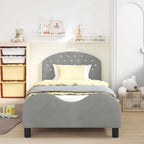 Cama para niños con cabecero Gris Claro 90 x 200 cm Terciopelo