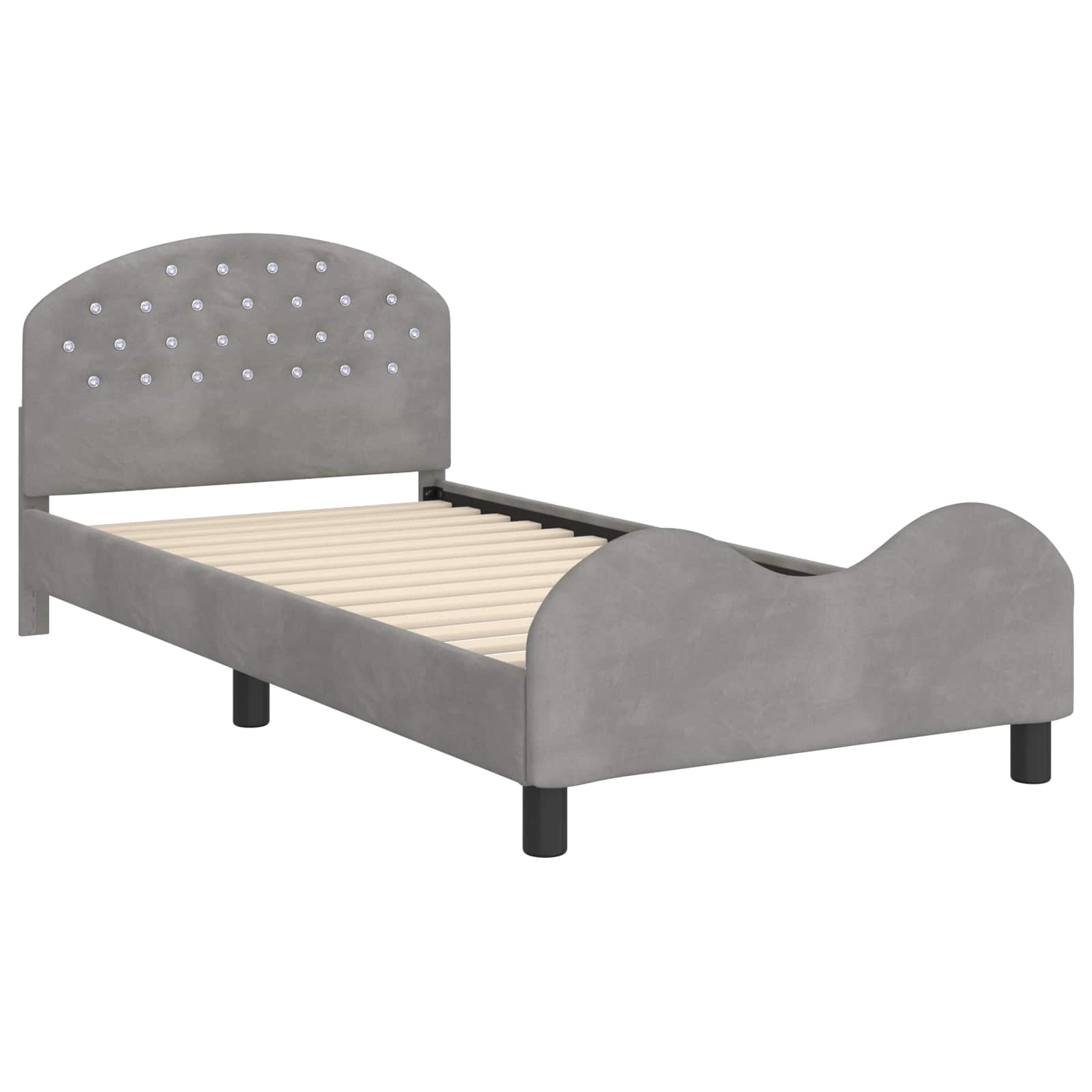Cama para niños con cabecero Gris Claro 90 x 200 cm Terciopelo
