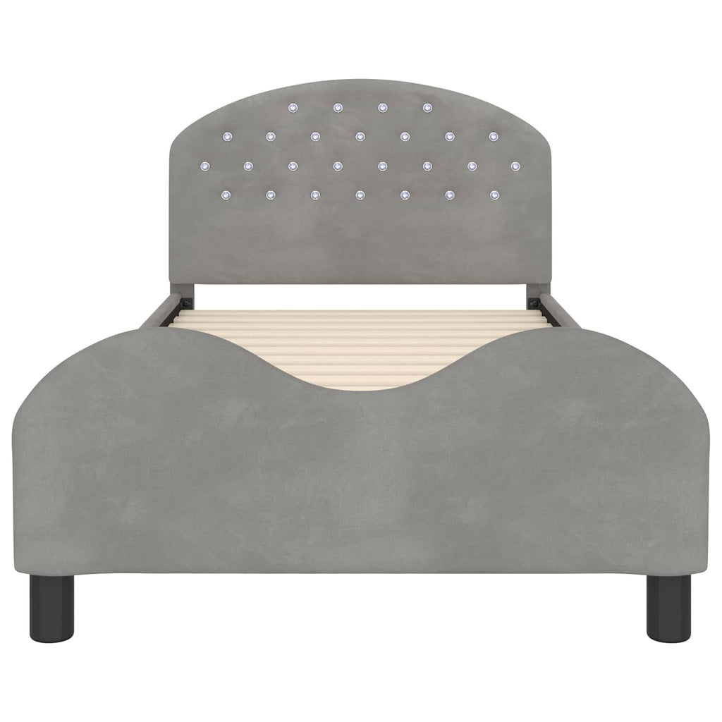 Cama para niños con cabecero Gris Claro 90 x 200 cm Terciopelo