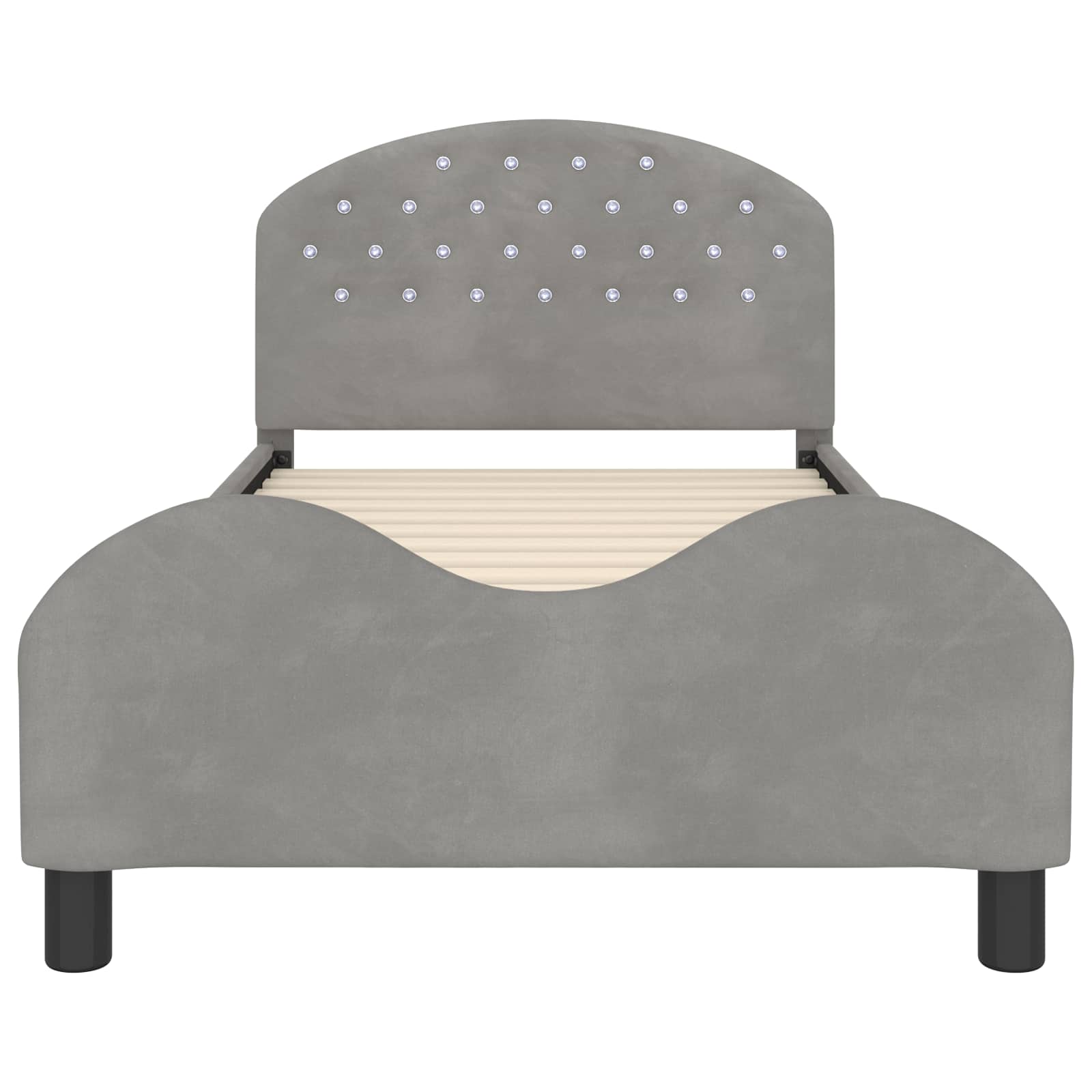 Cama para niños con cabecero Gris Claro 90 x 200 cm Terciopelo