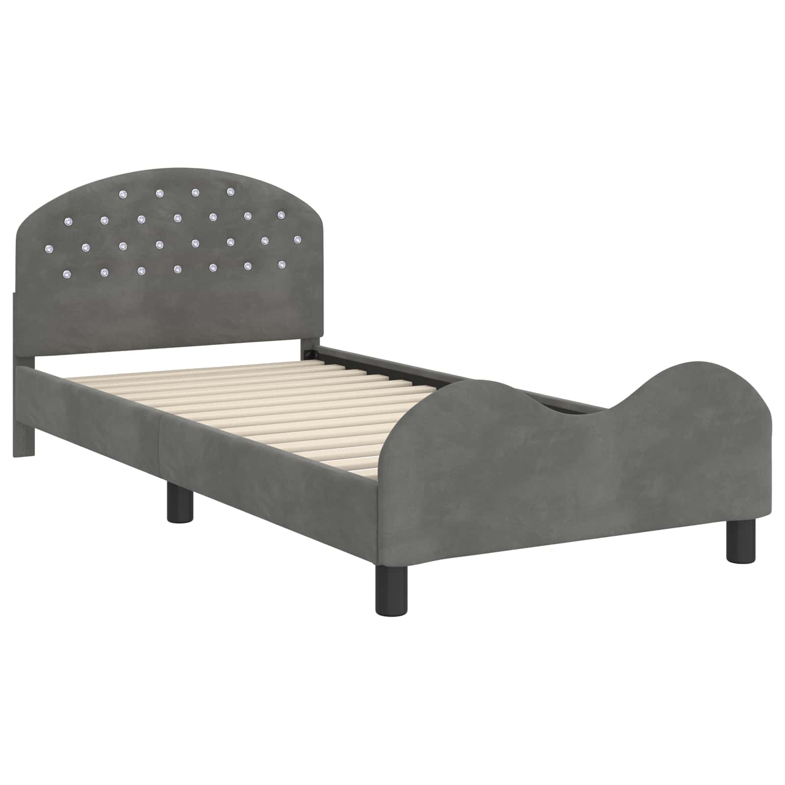 Cama para niños con cabecero Gris oscuro 90 x 200 cm Terciopelo
