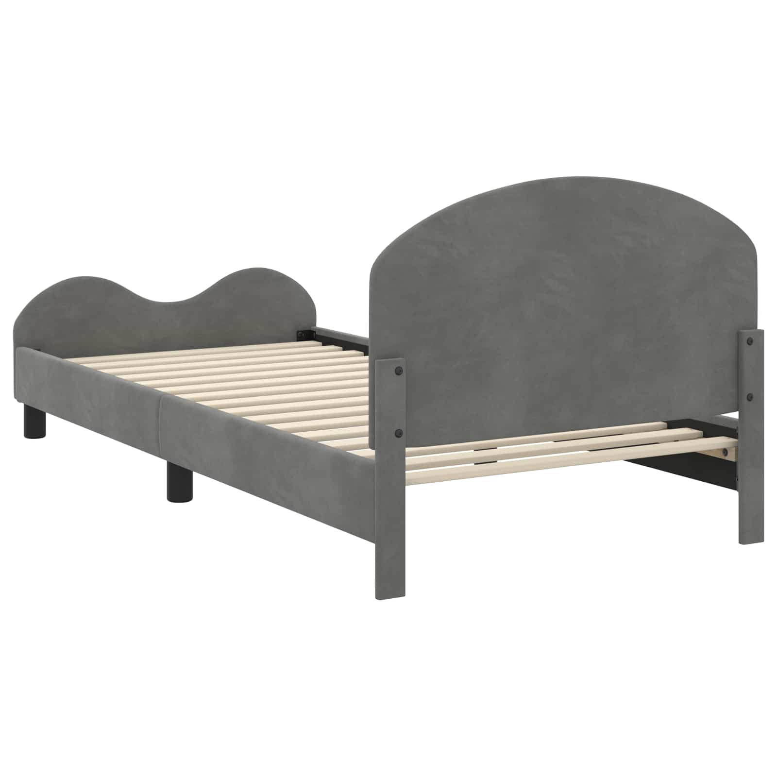 Cama para niños con cabecero Gris oscuro 90 x 200 cm Terciopelo
