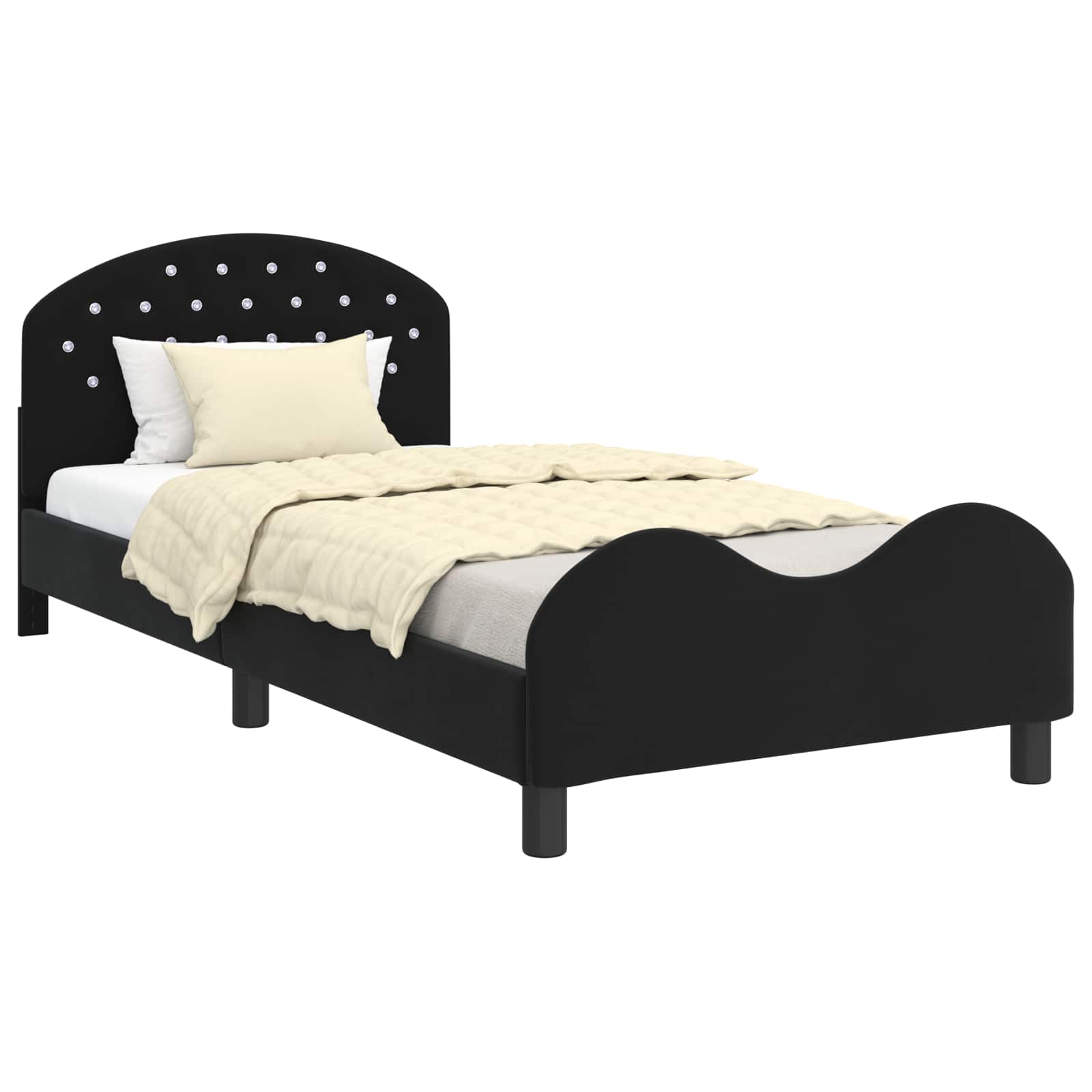 Cama para niños con cabecero Negro 90 x 200 cm Terciopelo
