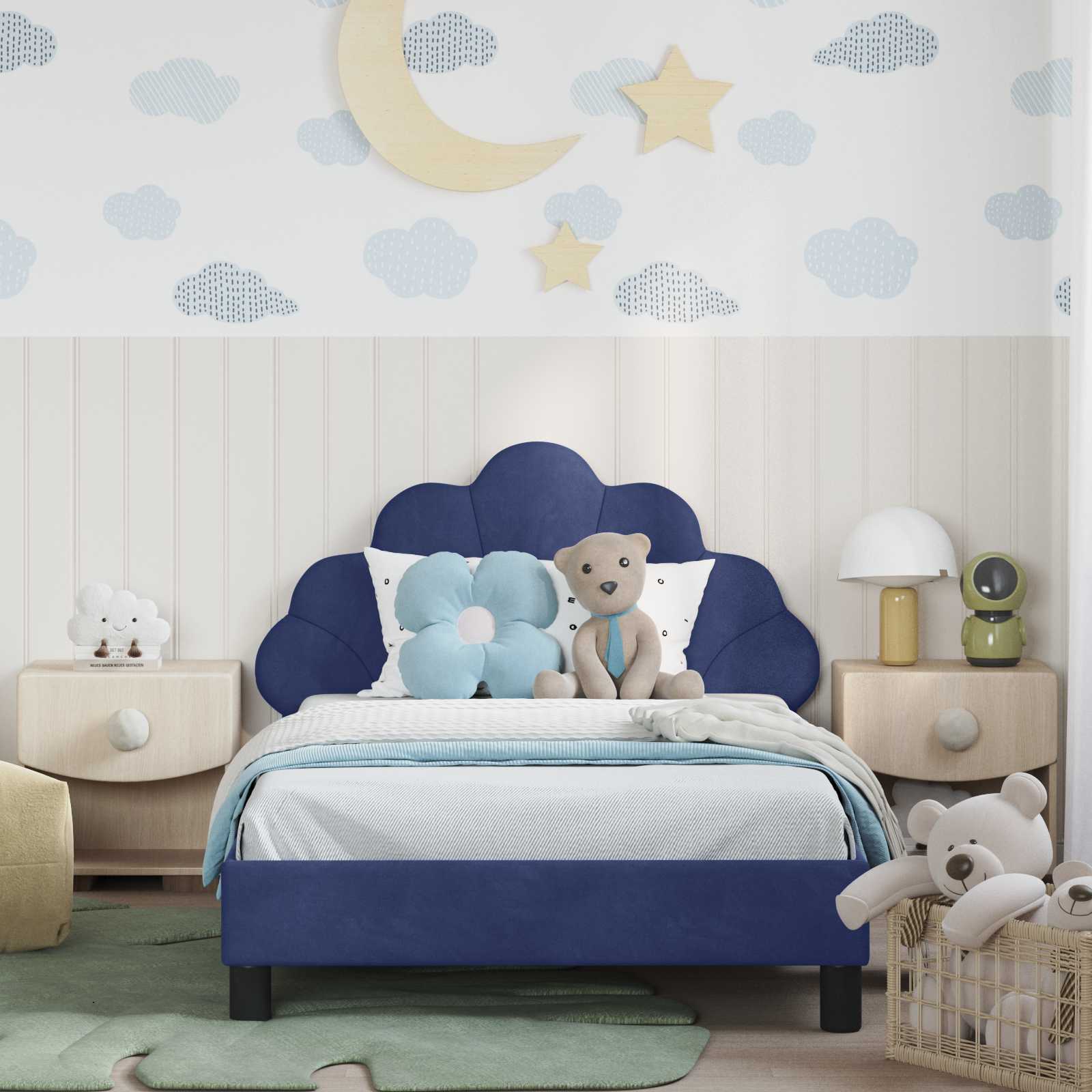 Cama para niños con cabecero Azul Policía 80 x 200 cm