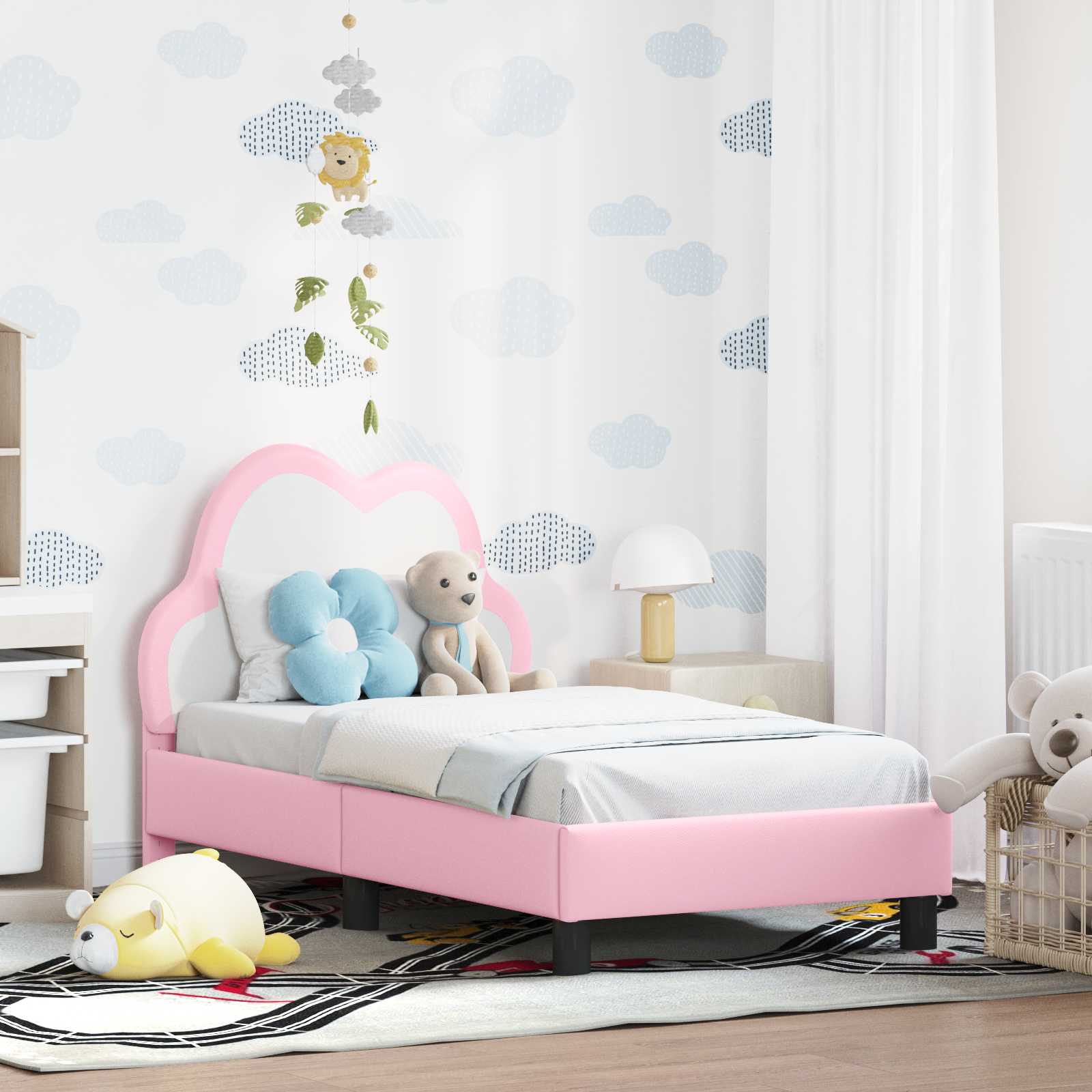 Children's bed with blue headboard 80 x 200 cm PU