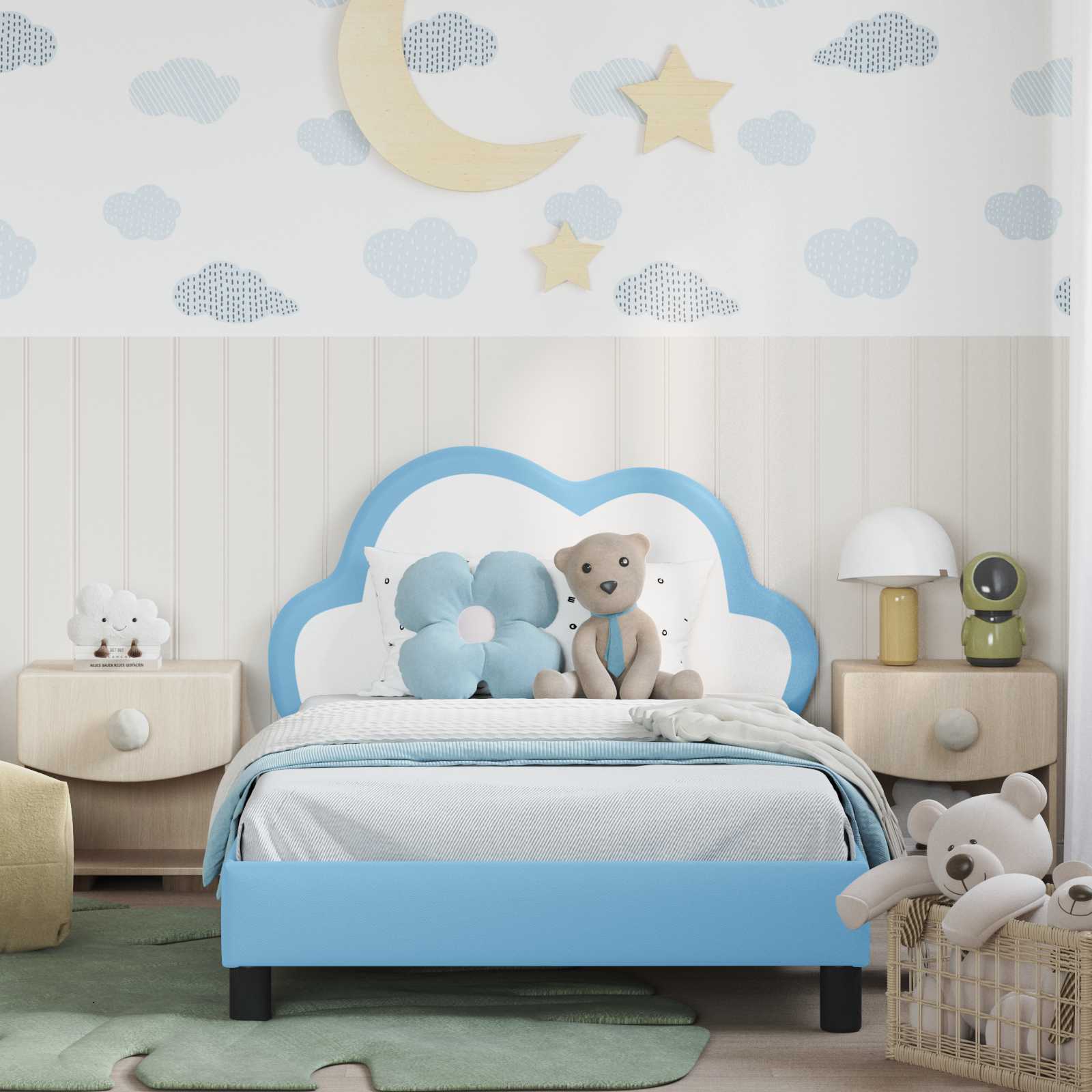 Cama para niños con cabecero Azul 80 x 200 cm PU