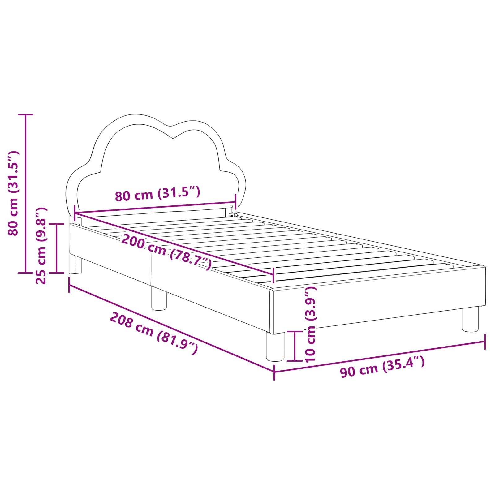 Cama para niños con cabecero Azul 80 x 200 cm PU