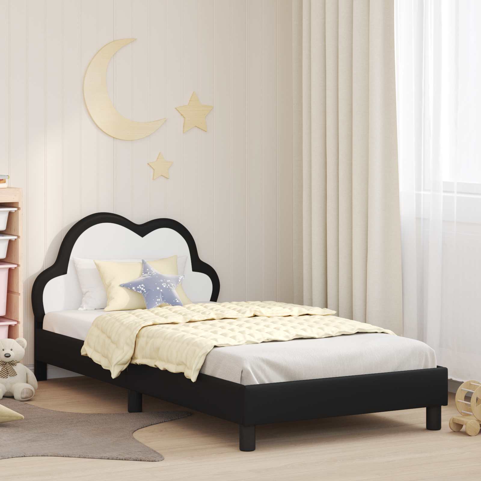 Children's bed with blue headboard 80 x 200 cm PU