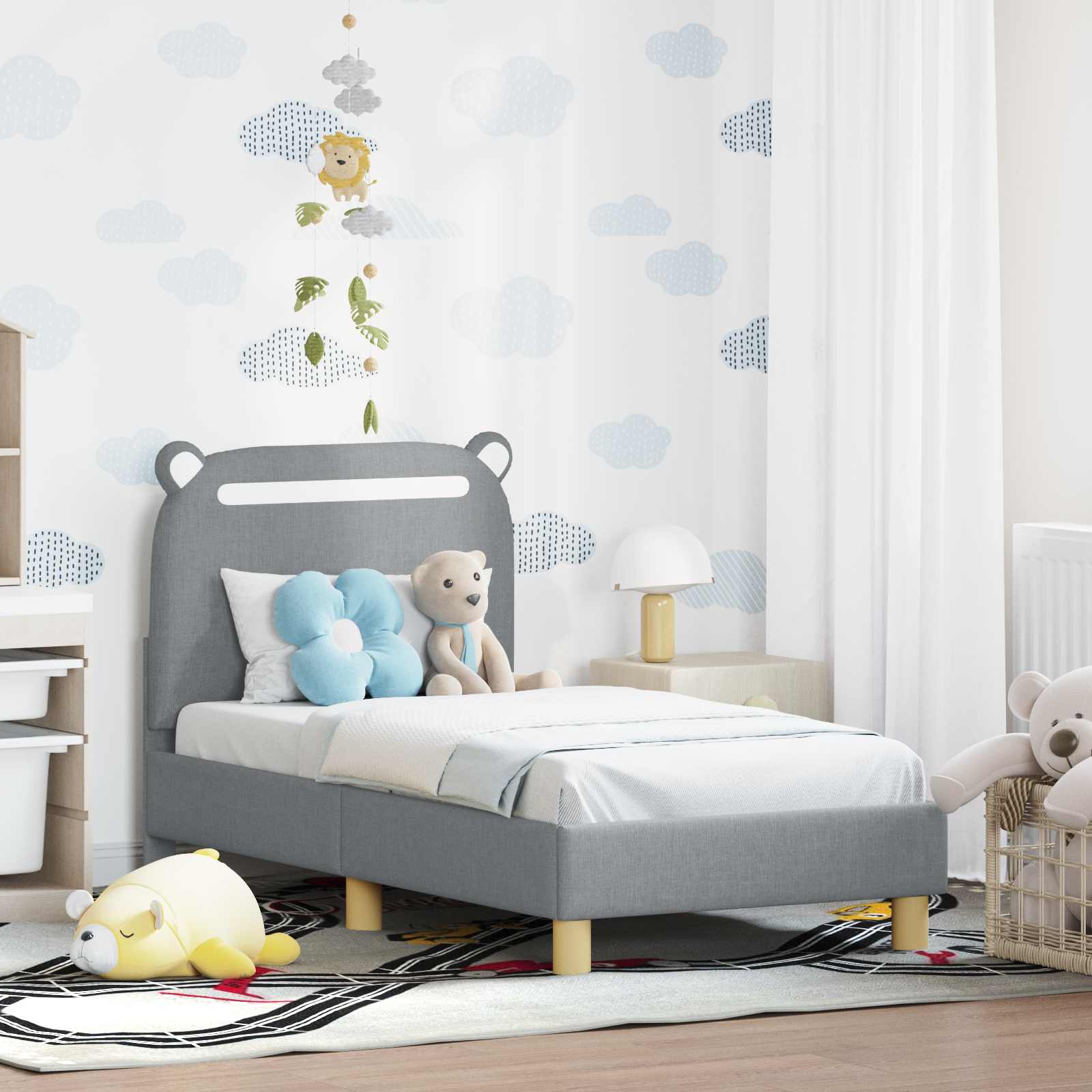 Children's bed with headboard Jeans Blue 80 x 160 cm Fabric