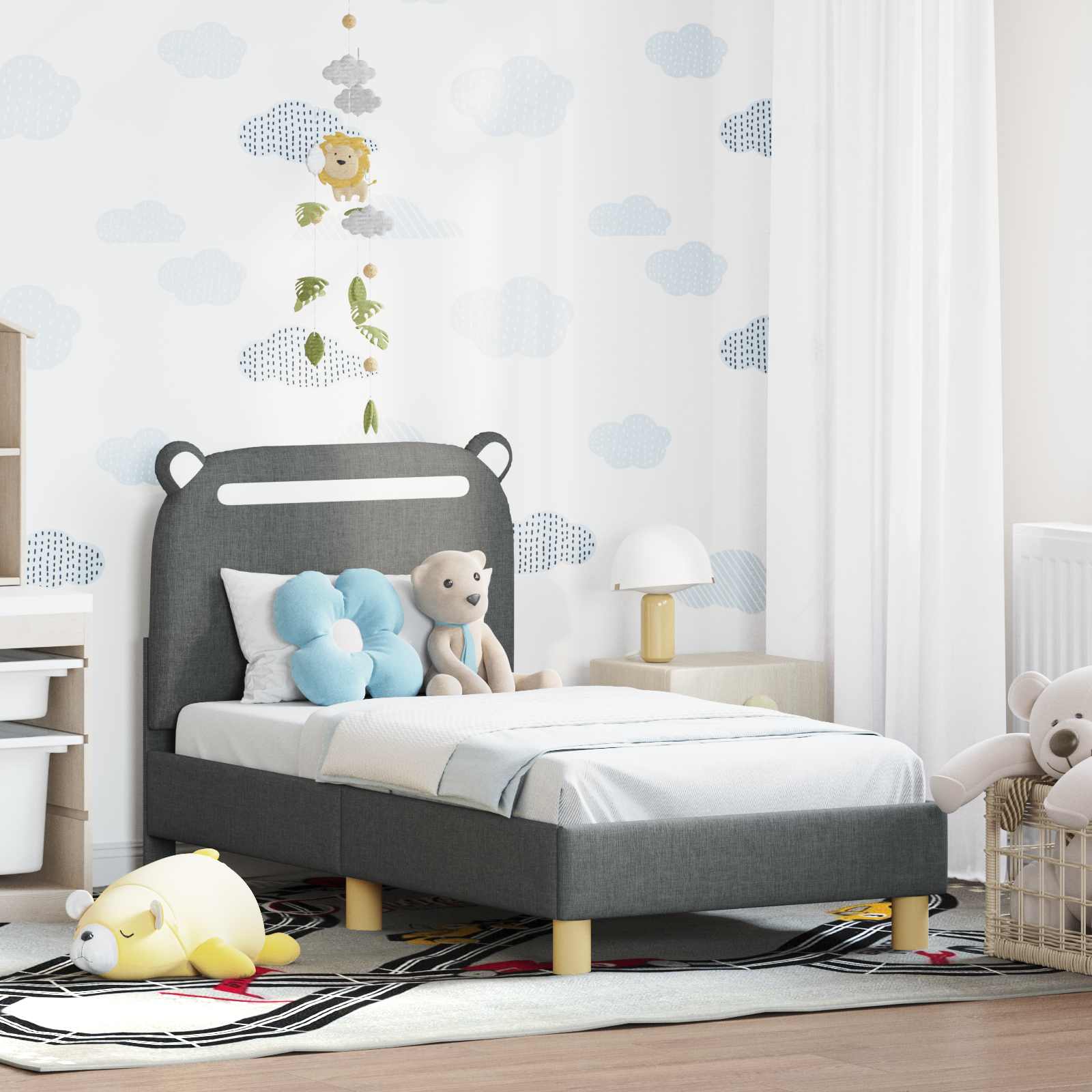 Children's bed with headboard Jeans Blue 80 x 160 cm Fabric