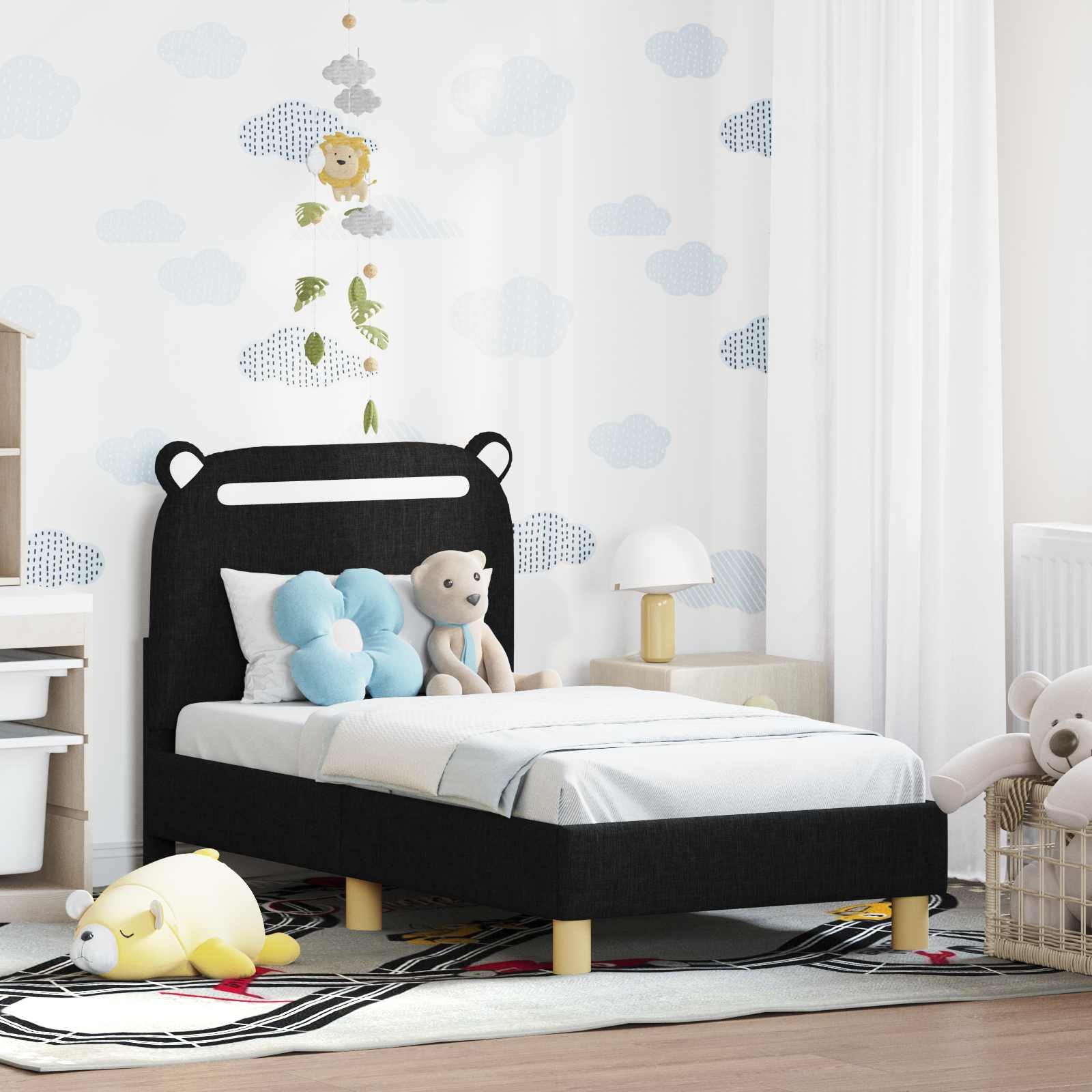 Children's bed with headboard Jeans Blue 80 x 160 cm Fabric