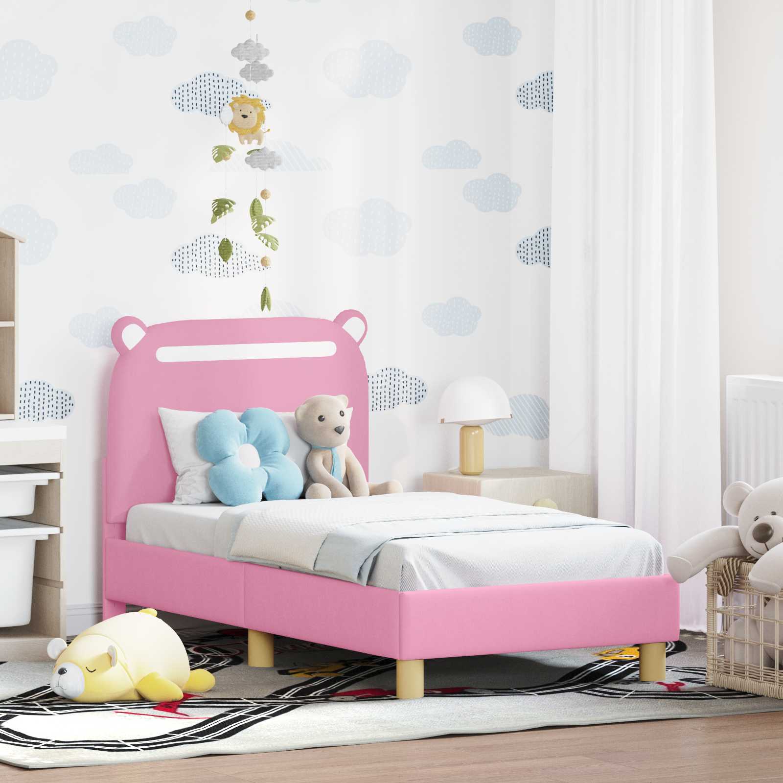 Children's bed with headboard Jeans Blue 80 x 160 cm Fabric