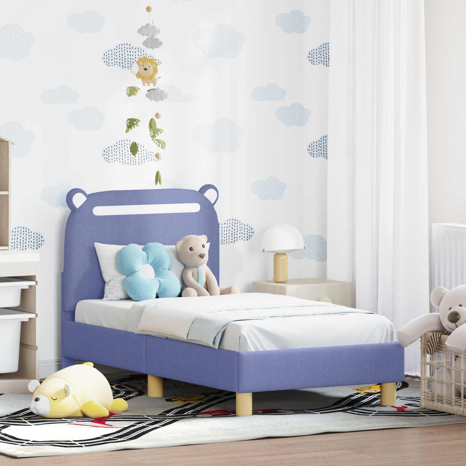 Children's bed with headboard Jeans Blue 80 x 160 cm Fabric