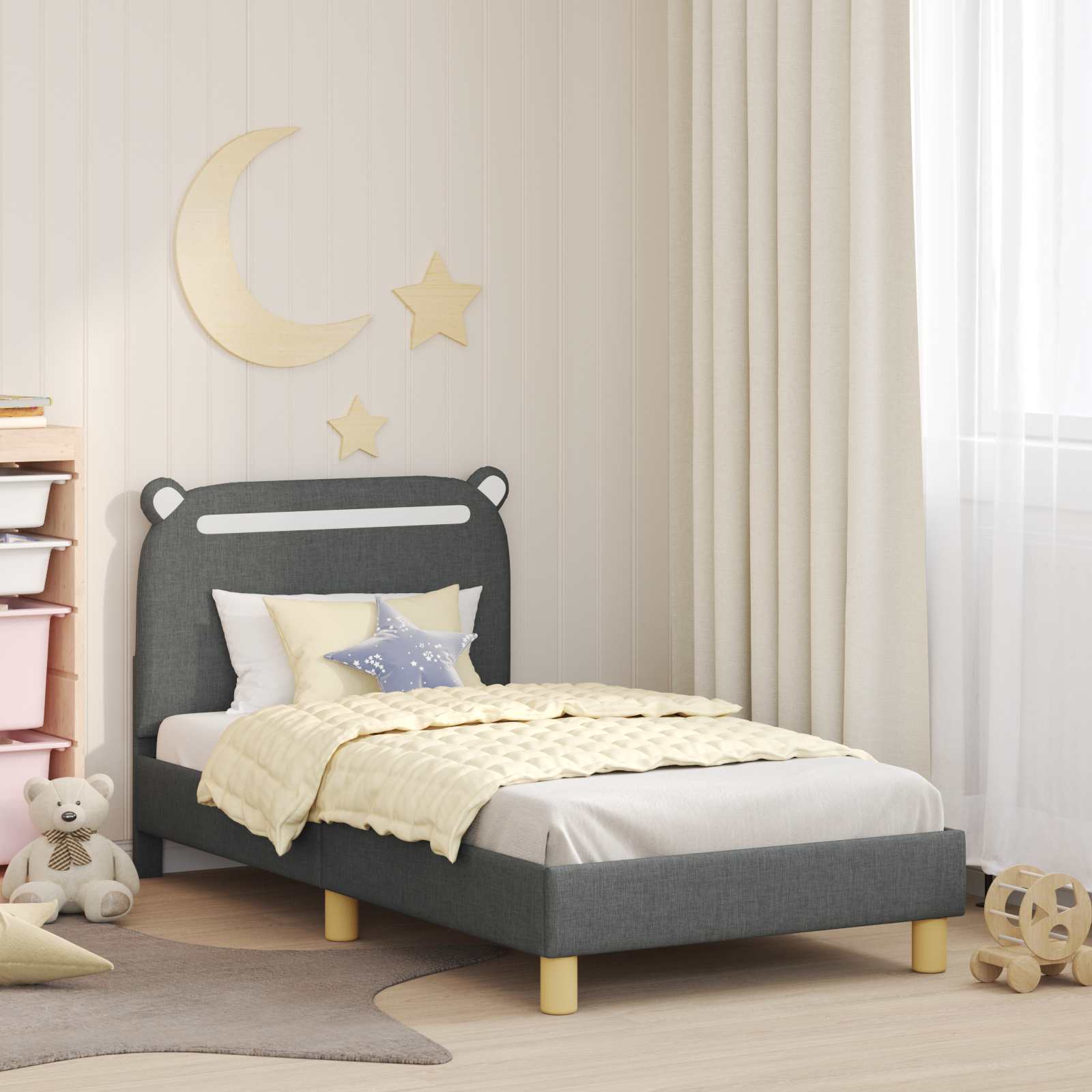 Children's bed with headboard Jeans Blue 80 x 160 cm Fabric