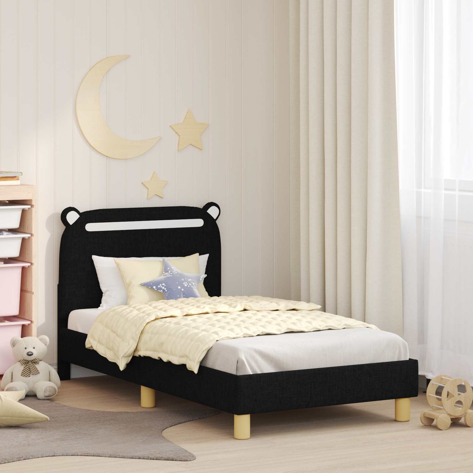Children's bed with headboard Jeans Blue 80 x 160 cm Fabric