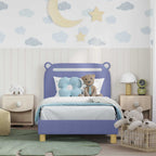 Cama para niños con cabecero Azul jeans 80 x 160 cm Tela