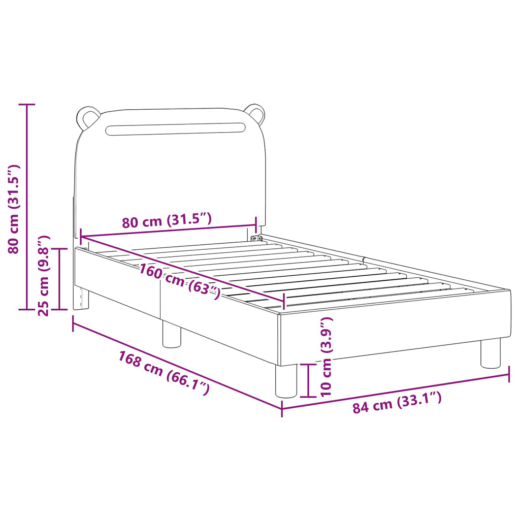 Cama para niños con cabecero Azul jeans 80 x 160 cm Tela