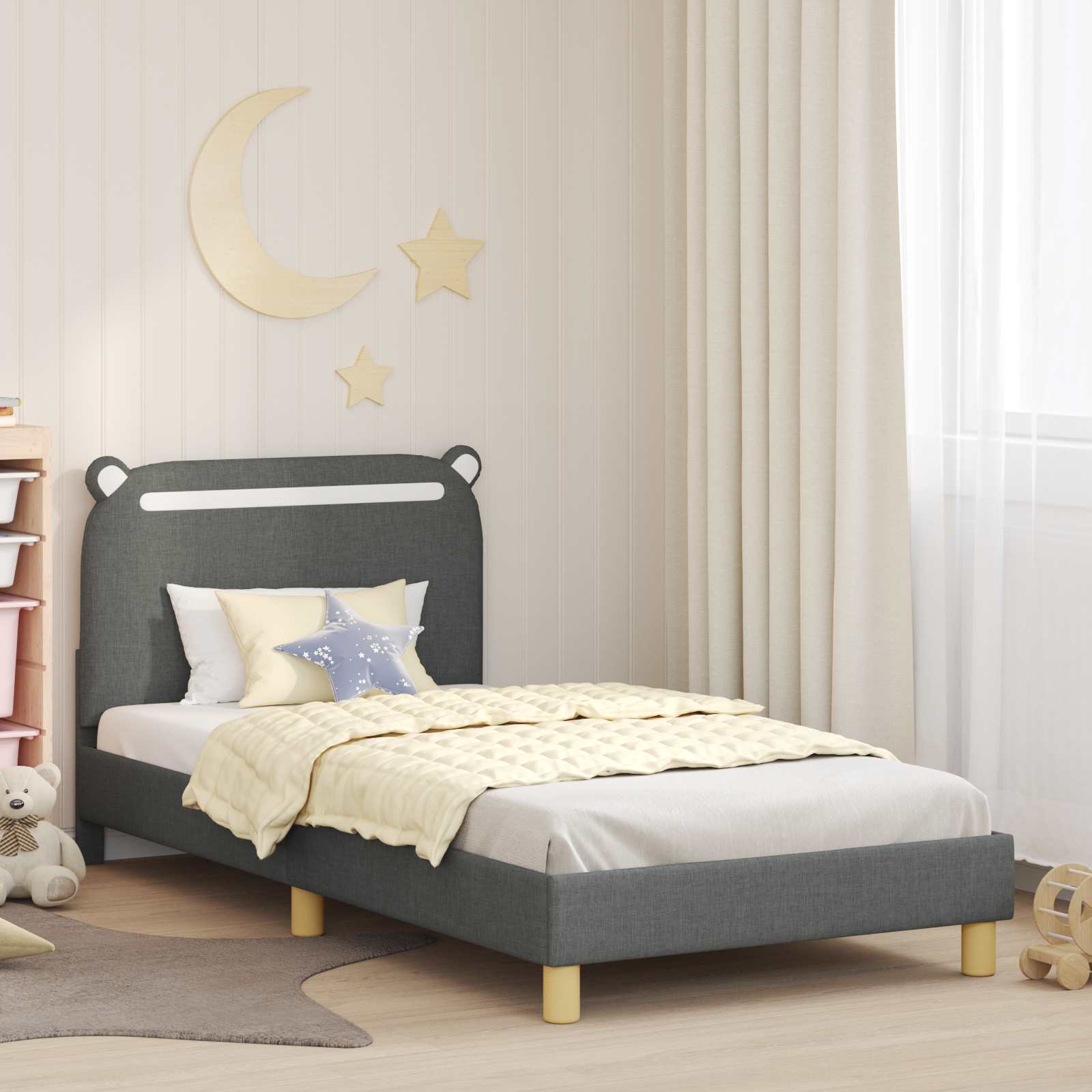 Children's bed with headboard Jeans Blue 80 x 160 cm Fabric