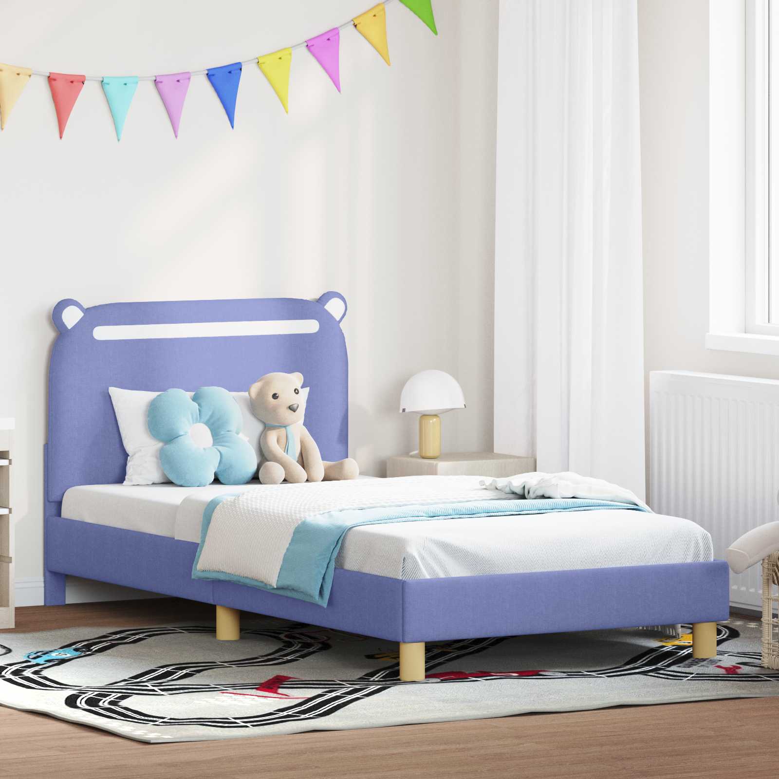 Children's bed with headboard Jeans Blue 80 x 160 cm Fabric