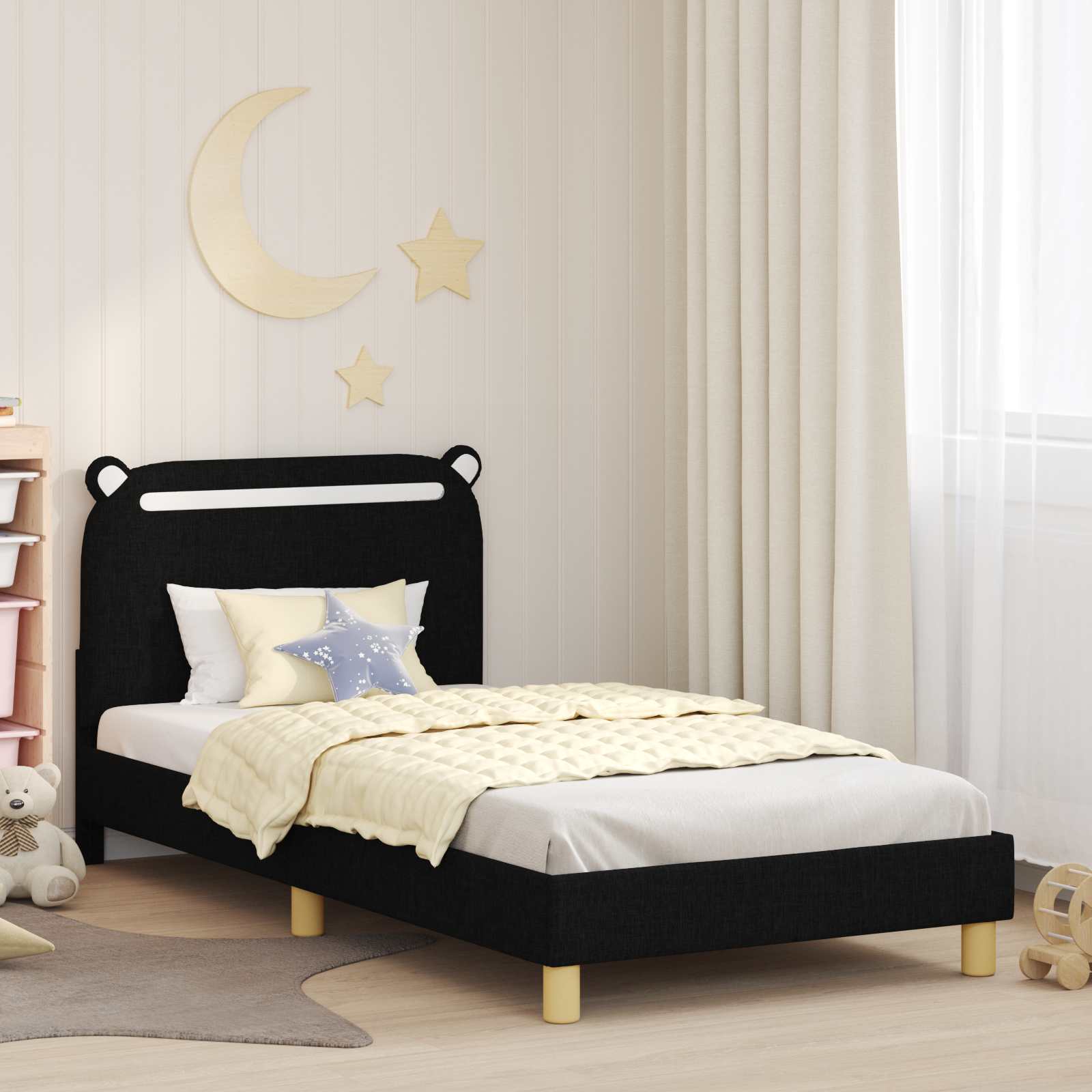 Children's bed with headboard Jeans Blue 80 x 160 cm Fabric