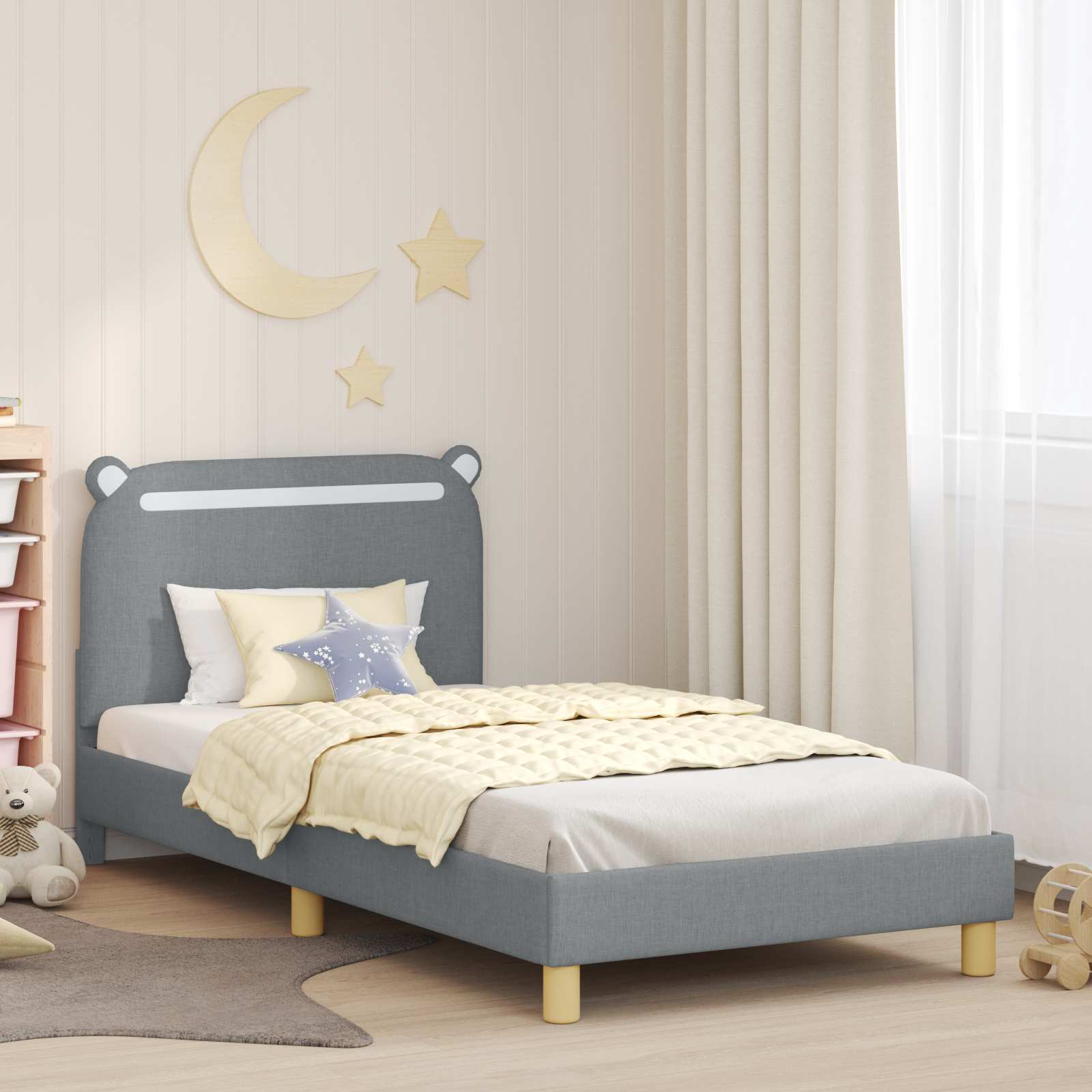 Children's bed with headboard Jeans Blue 80 x 160 cm Fabric