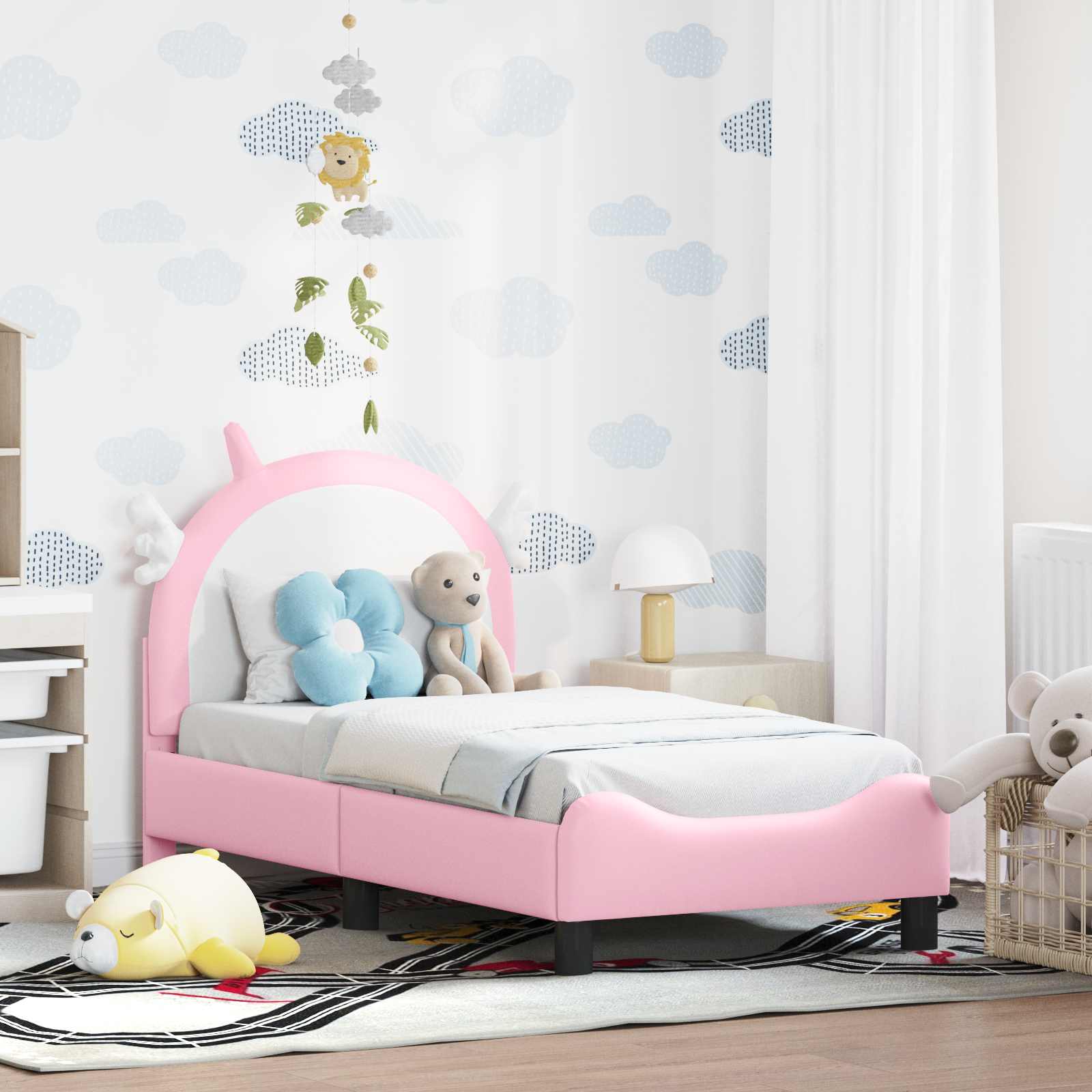 Cama para niños con cabecero Rosa 80 x 160 cm PU