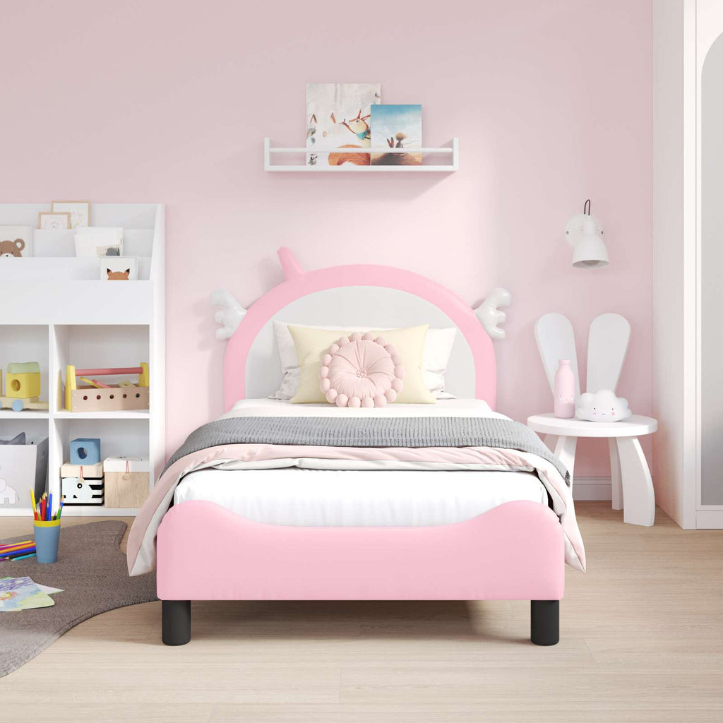 Cama para niños con cabecero Rosa 80 x 160 cm PU