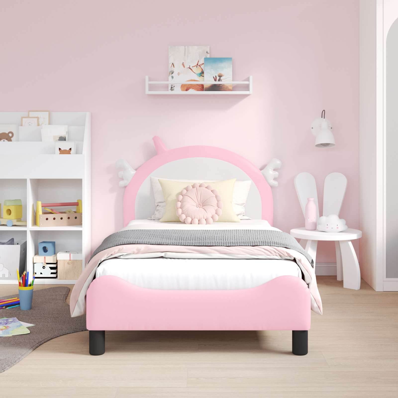 Cama para niños con cabecero Rosa 80 x 160 cm PU