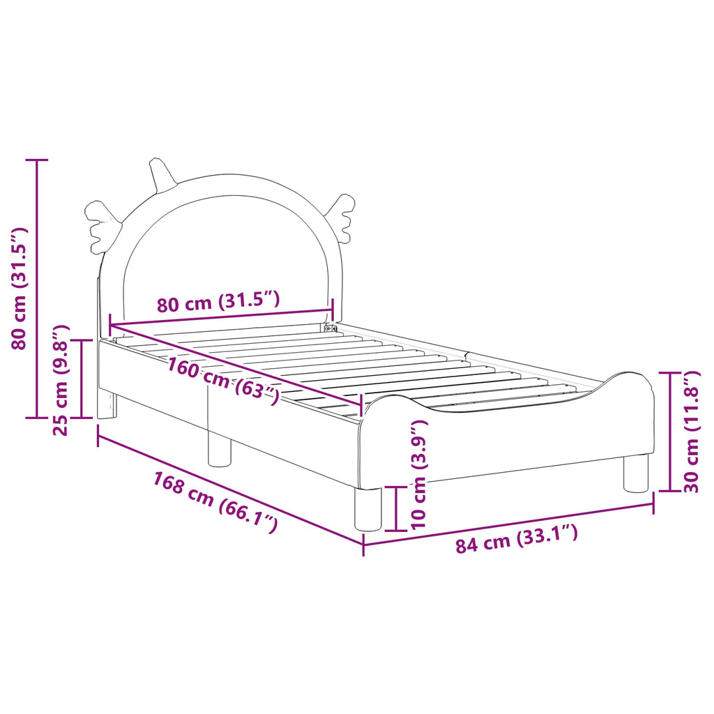 Cama para niños con cabecero Rosa 80 x 160 cm PU