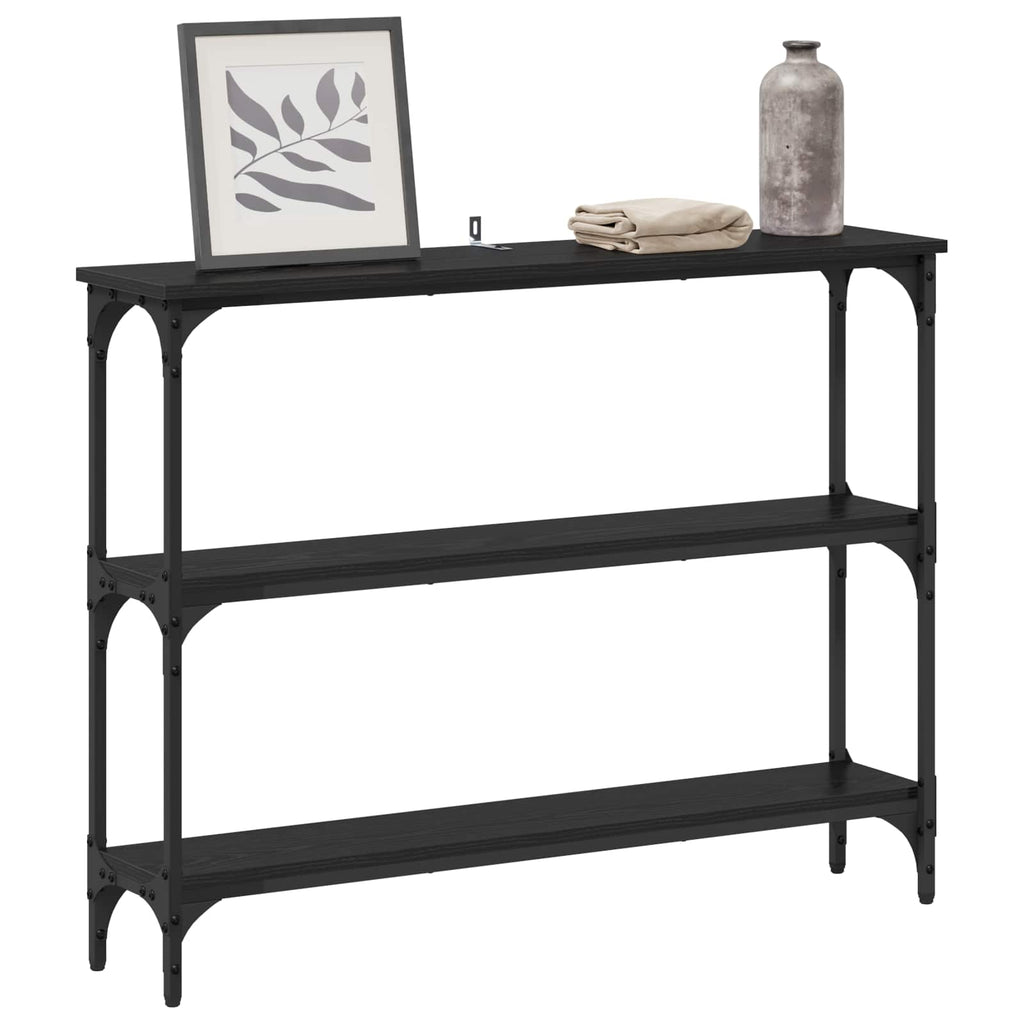 Mesa Consola con estante Roble negro 100 x 22,5 x 75 cm
