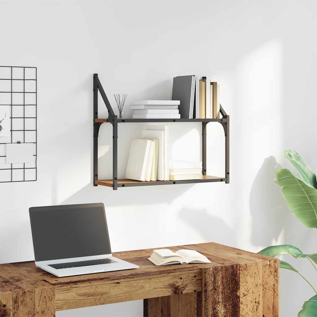 Estante de pared con estante Madera vieja 60 x 21 x 51 cm