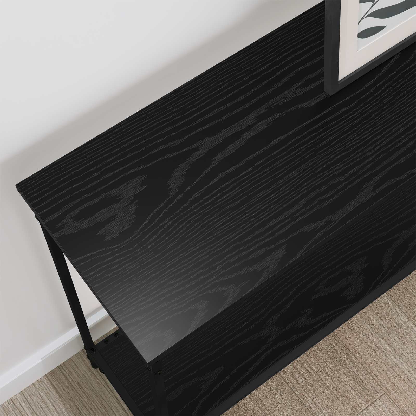 Mesa Consola con estante Roble negro 101 x 30.5 x 75 cm