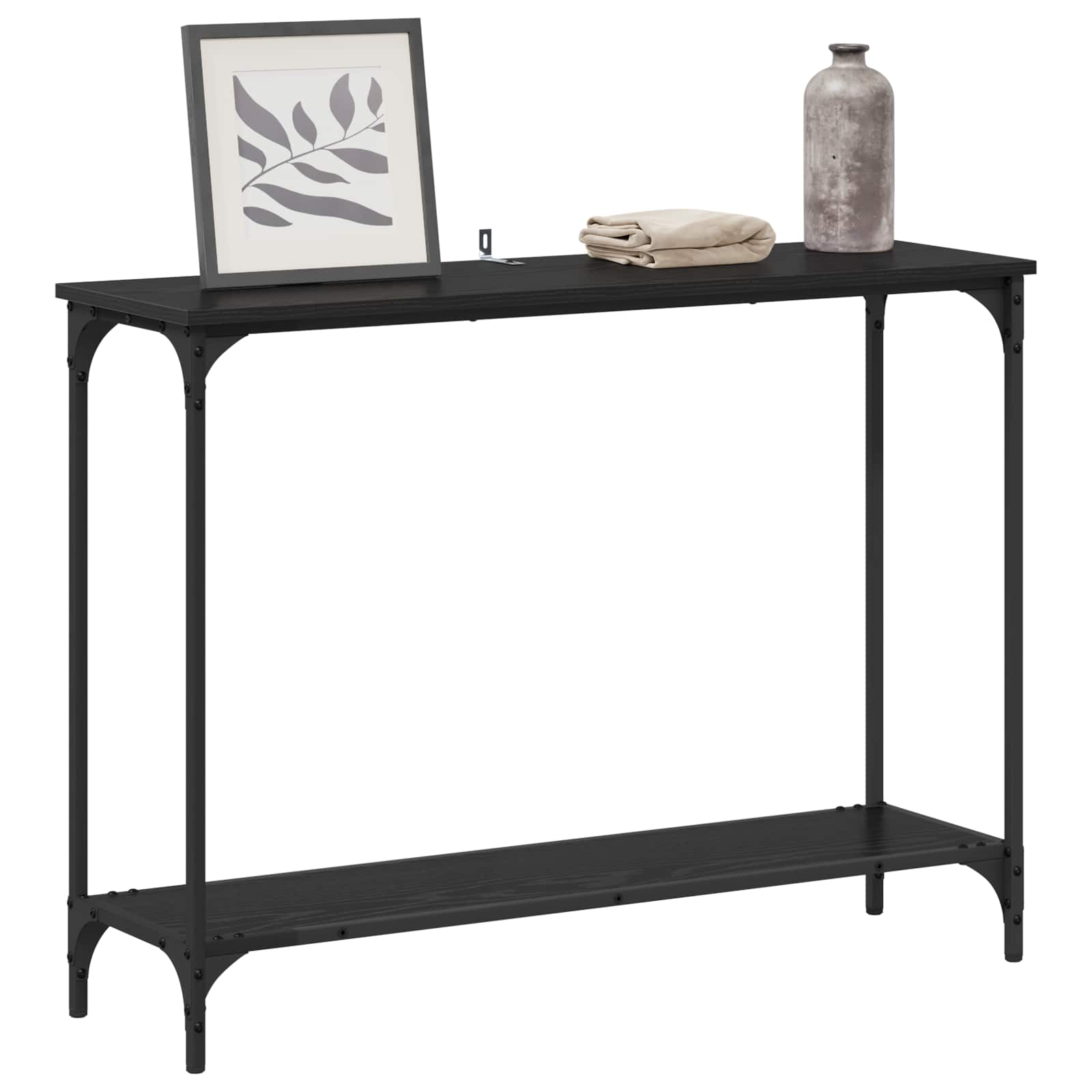 Mesa Consola con estante Roble negro 101 x 30.5 x 75 cm