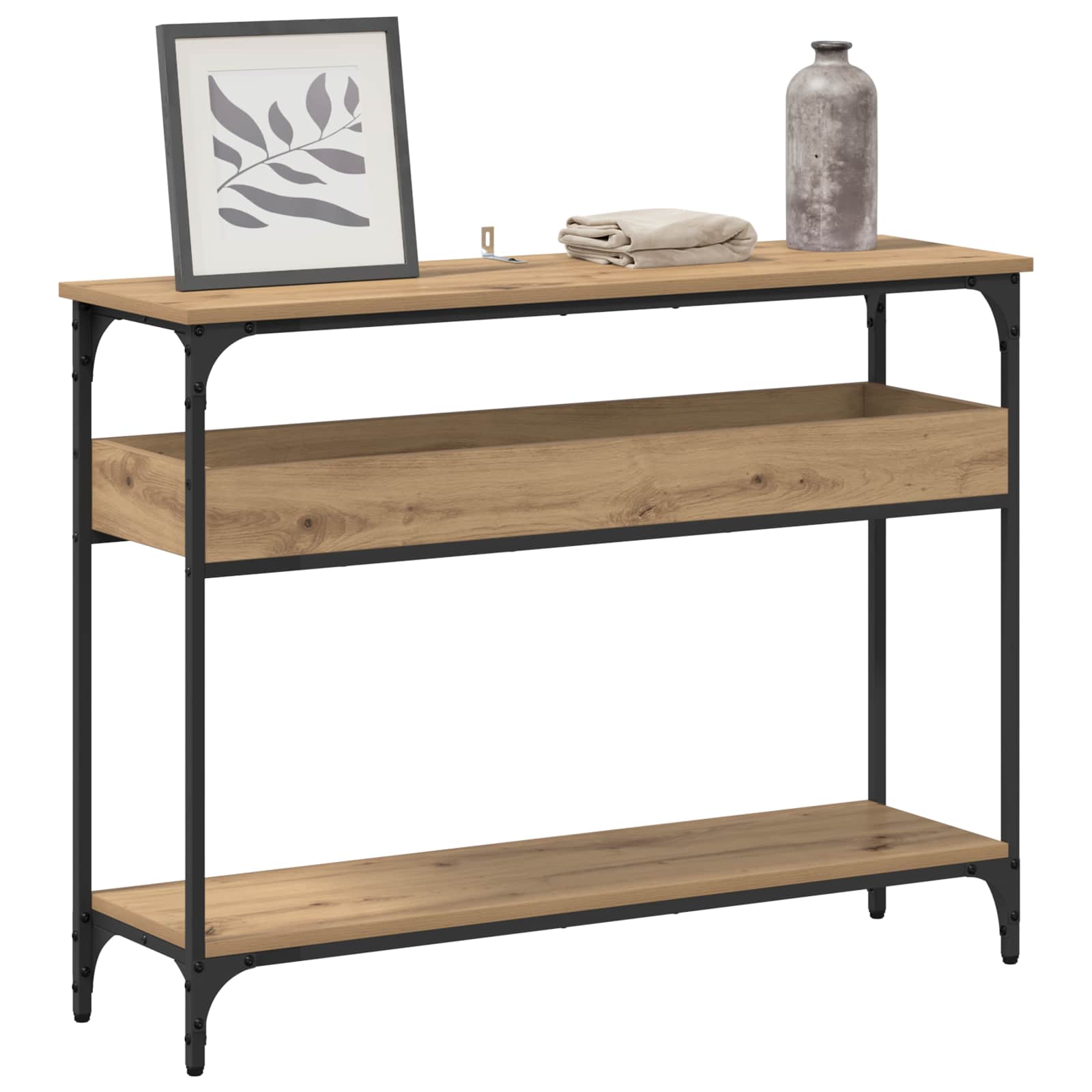 Mesa Consola con estante Roble artisan 100 x 29 x 75 cm