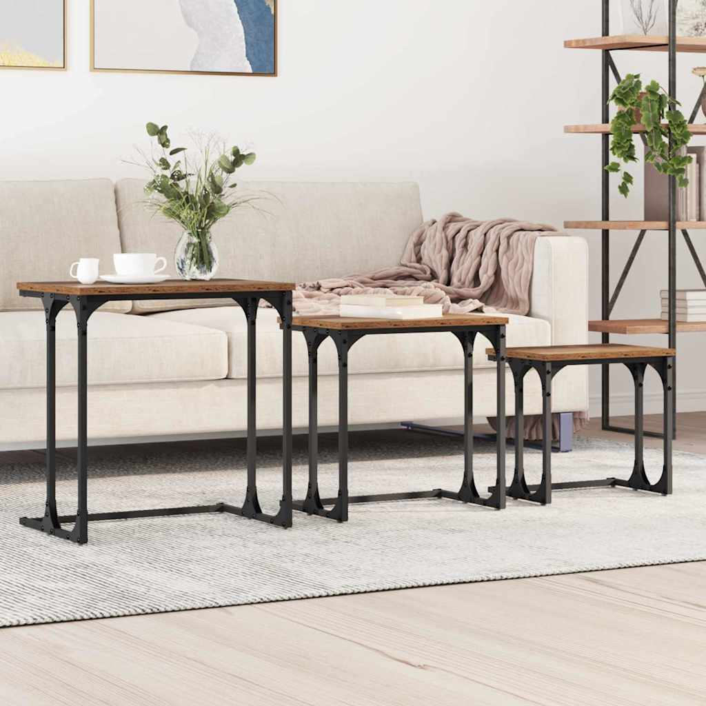 Nesting Coffee Table 3 pcs Old wood Plywood