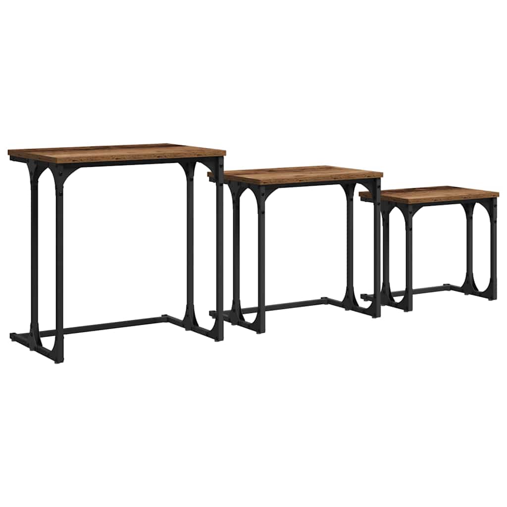 Mesa de Café Nido 3 pcs Madera vieja Madera contrachapada