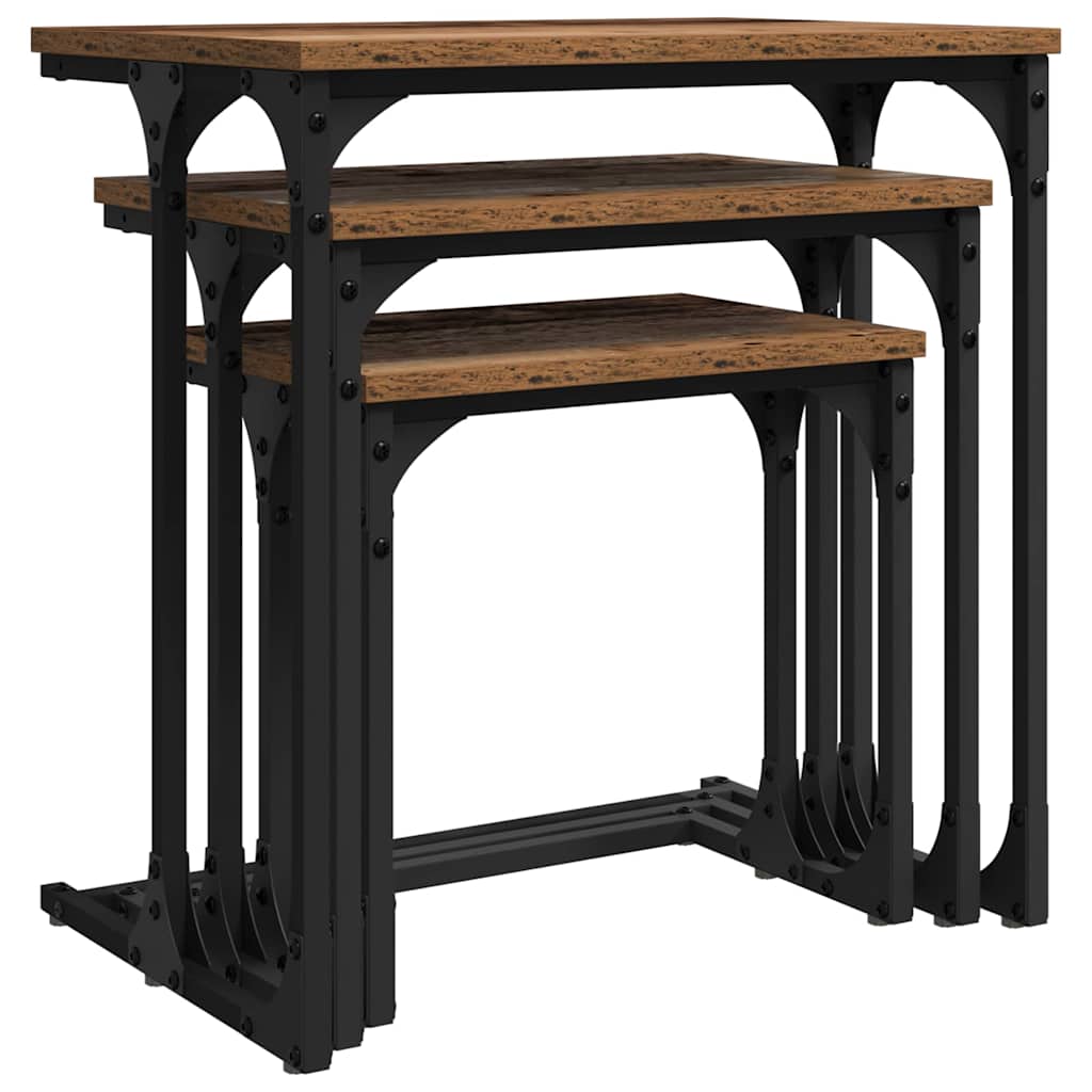Mesa de Café Nido 3 pcs Madera vieja Madera contrachapada