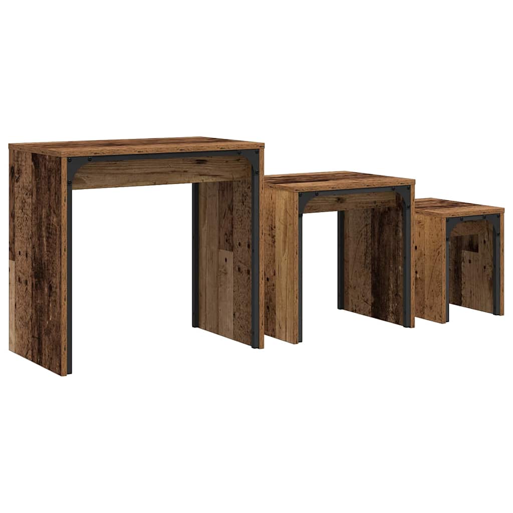 Mesa de Café 3 pcs Madera vieja Madera de ingeniería